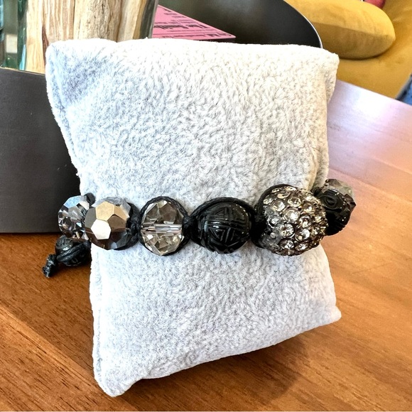 Shamballa Bracelet Silver Grey and Black Sparkles - Picture 3 of 10